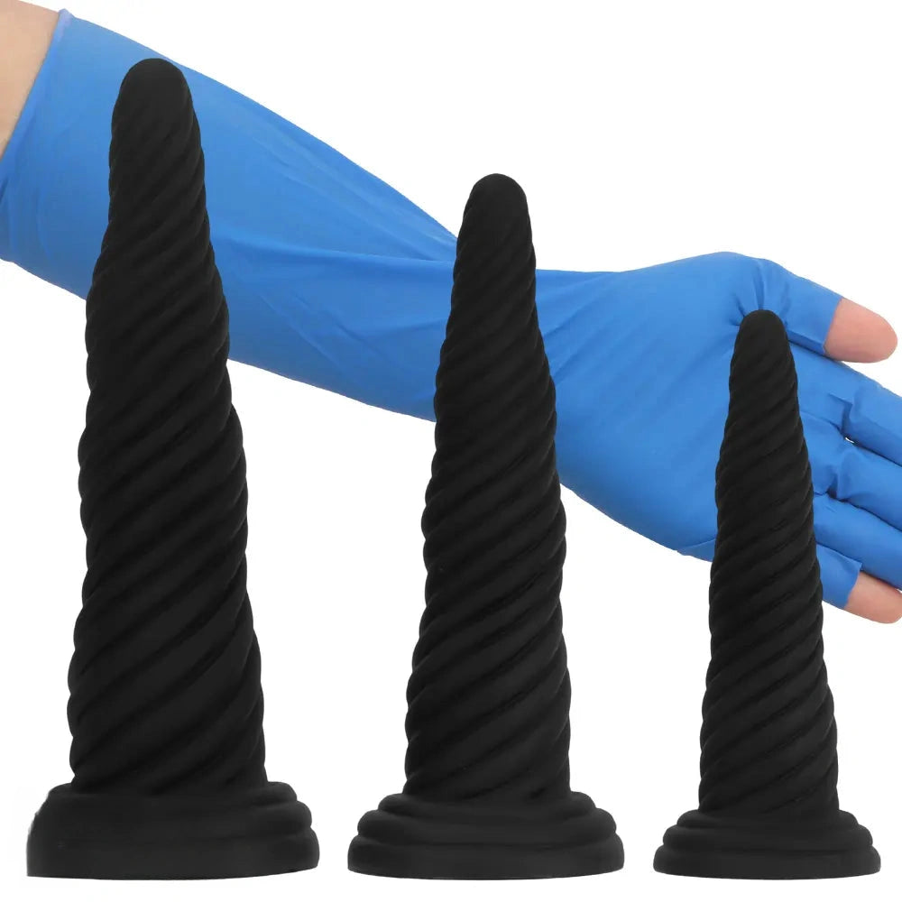 8.26in 10.43in 12in Silicone Thread Black Big Soft Dildo For Couples