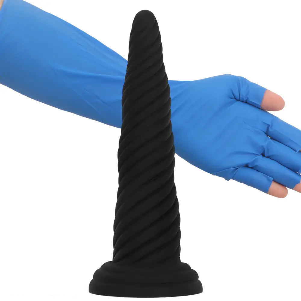 8.26in 10.43in 12in Silicone Thread Black Big Soft Dildo For Couples