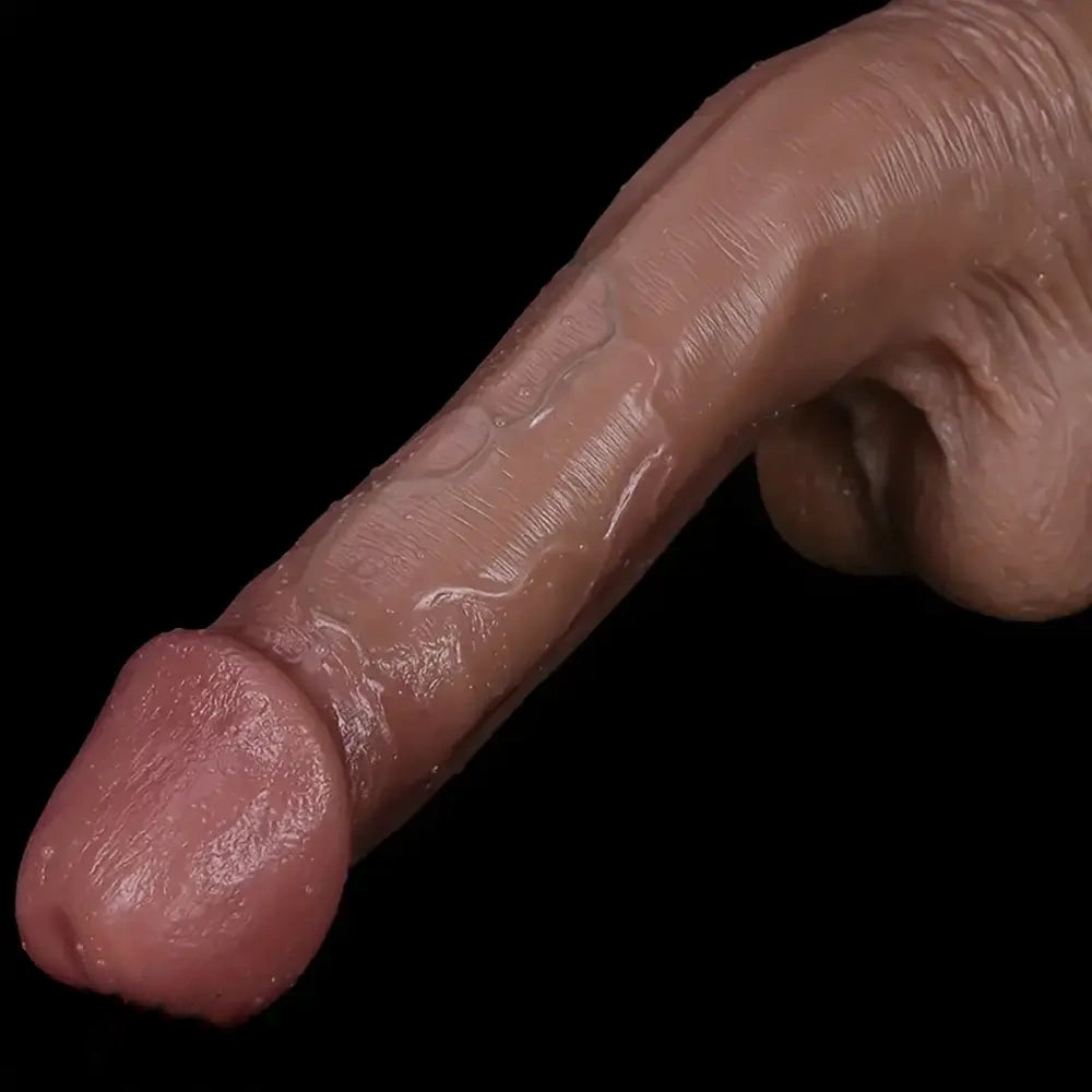 8.26in 11in Realistic Large Double-Layer Veins Plump Silicone Dildo