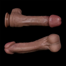 8.26in 11in Realistic Large Double-Layer Veins Plump Silicone Dildo