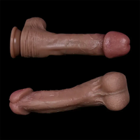 8.26in 11in Realistic Large Double-Layer Veins Plump Silicone Dildo