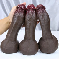 8.26in 8.46in 9.05in Realistic Skin-Feel Big Ebony Soft Silicone Dildo