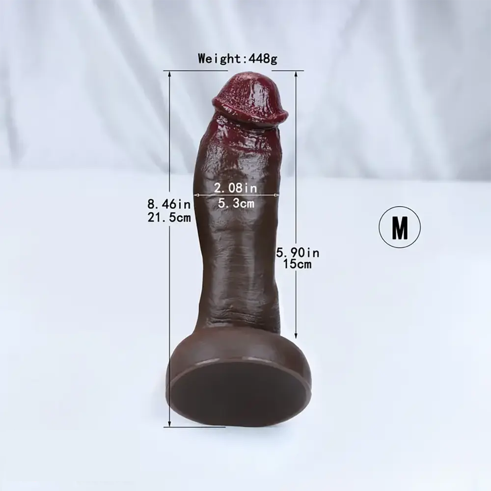 8.26in 8.46in 9.05in Realistic Skin-Feel Big Ebony Soft Silicone Dildo