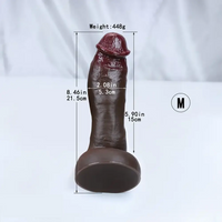 8.26in 8.46in 9.05in Realistic Skin-Feel Big Ebony Soft Silicone Dildo