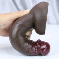 8.26in 8.46in 9.05in Realistic Skin-Feel Big Ebony Soft Silicone Dildo