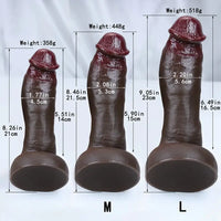 8.26in 8.46in 9.05in Realistic Skin-Feel Big Ebony Soft Silicone Dildo