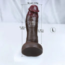 8.26in 8.46in 9.05in Realistic Skin-Feel Big Ebony Soft Silicone Dildo
