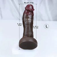 8.26in 8.46in 9.05in Realistic Skin-Feel Big Ebony Soft Silicone Dildo