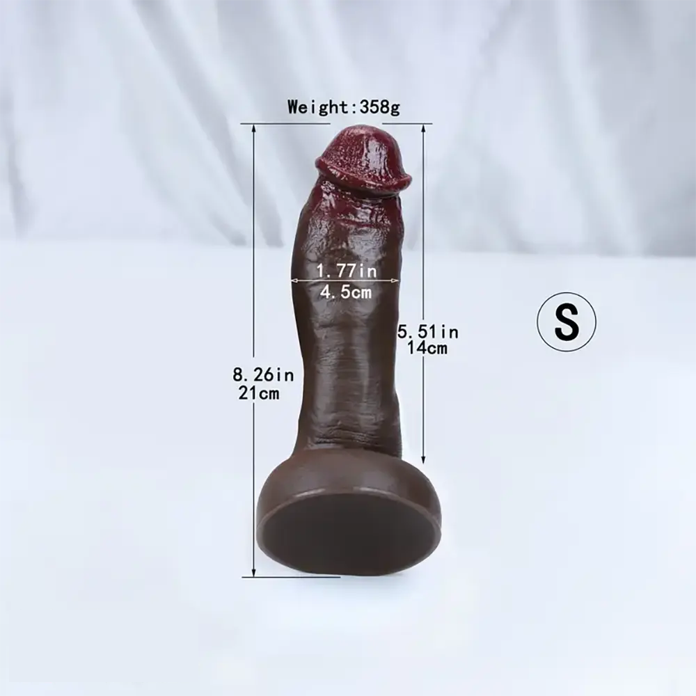 8.26in 8.46in 9.05in Realistic Skin-Feel Big Ebony Soft Silicone Dildo