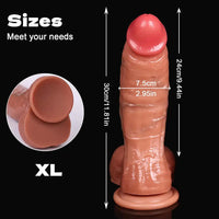 8.26in 9.05in 9.84in 11.81in Realistic Curved Big Penis Dildo For Hands-Free Use