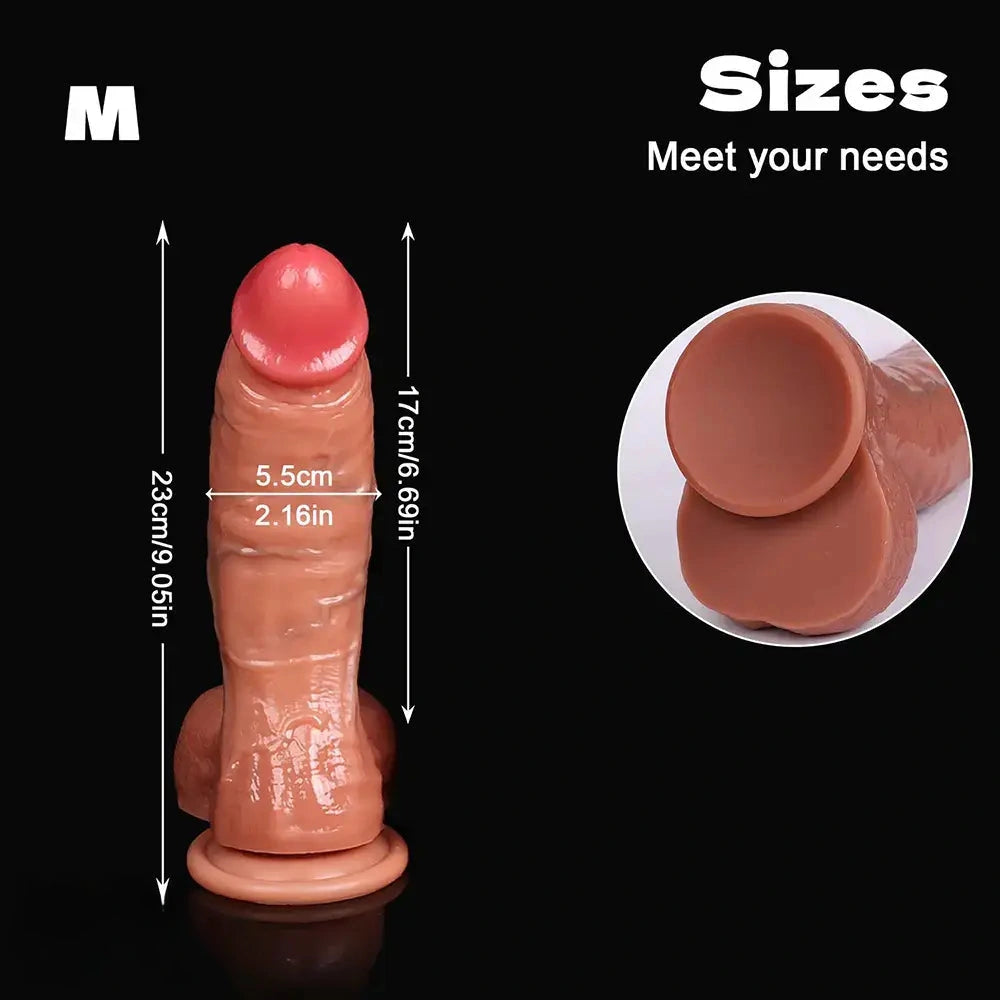 8.26in 9.05in 9.84in 11.81in Realistic Curved Big Penis Dildo For Hands-Free Use