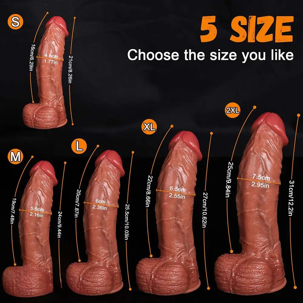 8.26in 9.44in 10.03in 10.62in 12.2in Upward Curved Silicone Big Thick Dildo