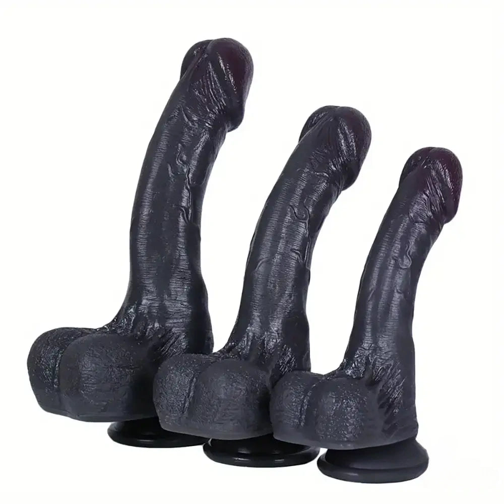 8.26in 9.45in 11.02in Big Ebony Realistic Silicone Soft Dildo Sex Toy
