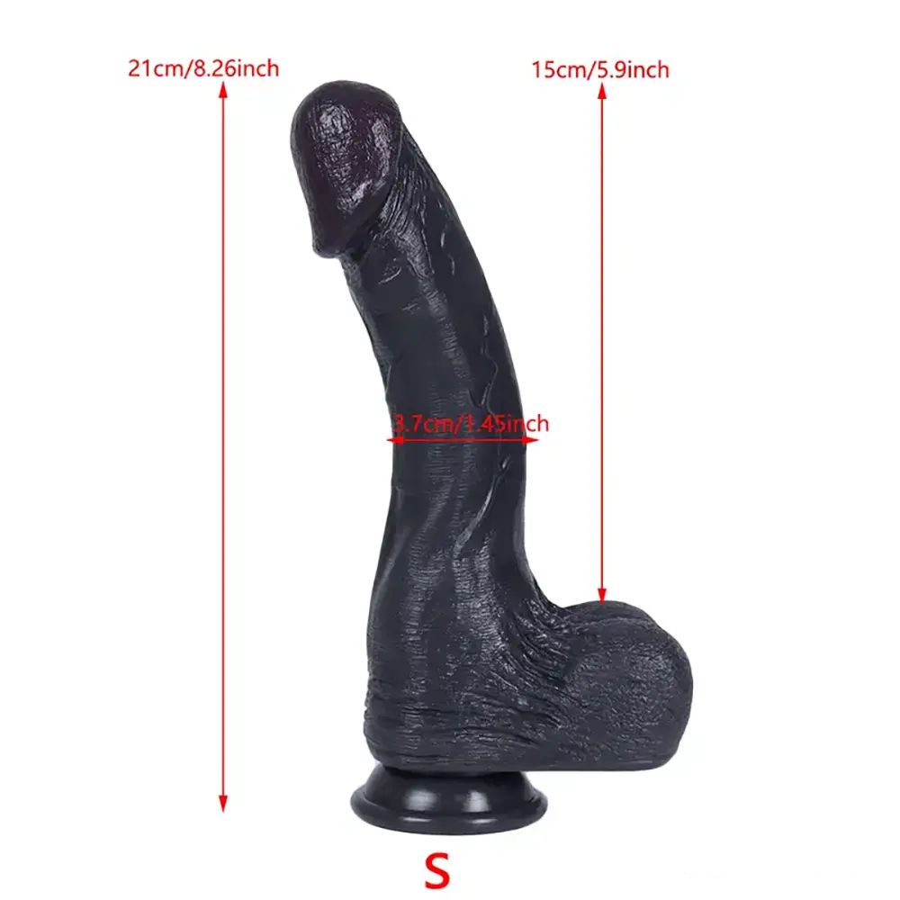 8.26in 9.45in 11.02in Big Ebony Realistic Silicone Soft Dildo Sex Toy