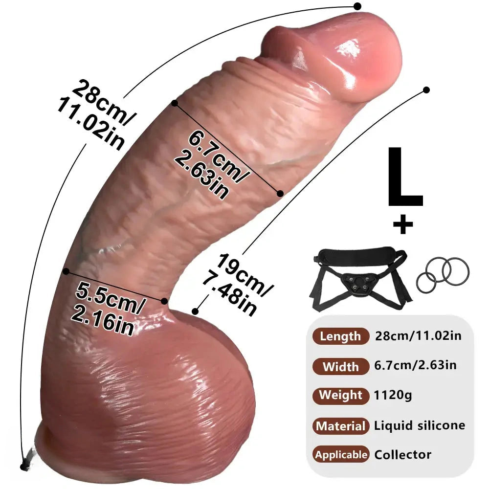 8.26in 9.84in 11.02in Strap on Lifelike Dildo Real Touch Soft Flexible Penis