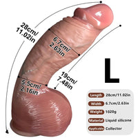 8.26in 9.84in 11.02in Strap on Lifelike Dildo Real Touch Soft Flexible Penis