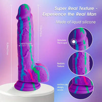 8.26in Colorful Silicone Soft Big Penis Dildo Anal Adult Love Sex Toy