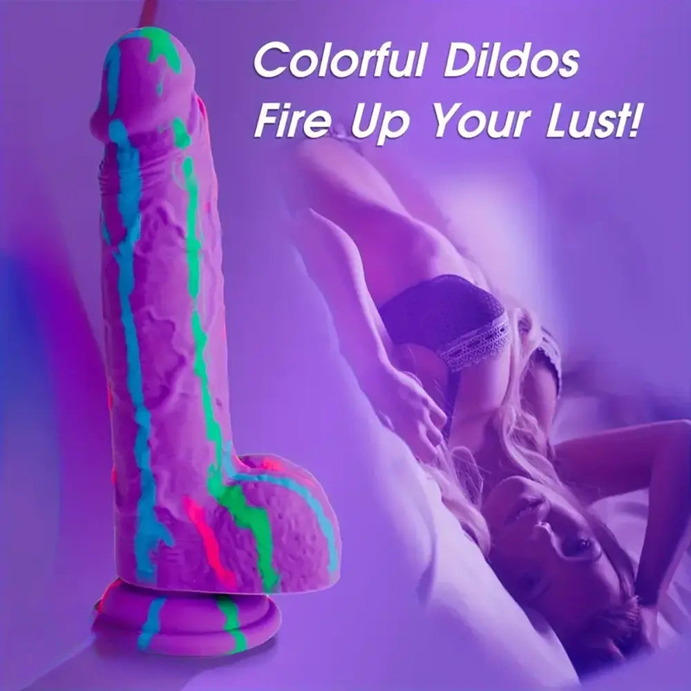 8.26in Colorful Silicone Soft Big Penis Dildo Anal Adult Love Sex Toy
