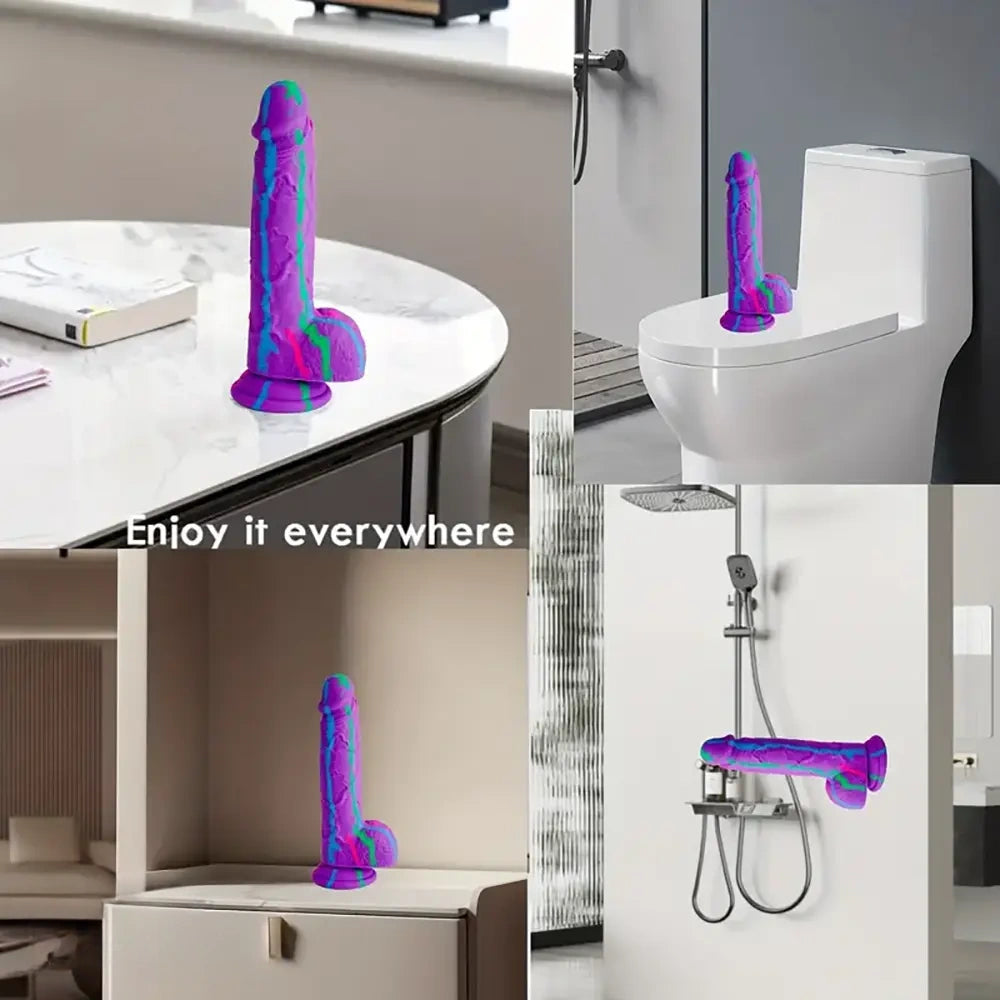8.26in Colorful Silicone Soft Big Penis Dildo Anal Adult Love Sex Toy
