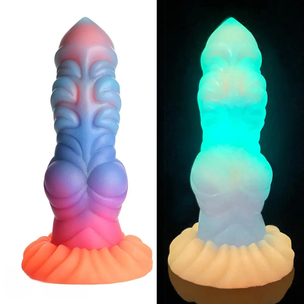 8.26in Creature Knot Silicone Fantasy Luminous Flexible Texture Dildo