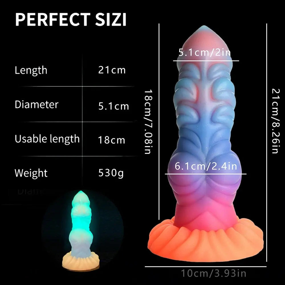 8.26in Creature Knot Silicone Fantasy Luminous Flexible Texture Dildo