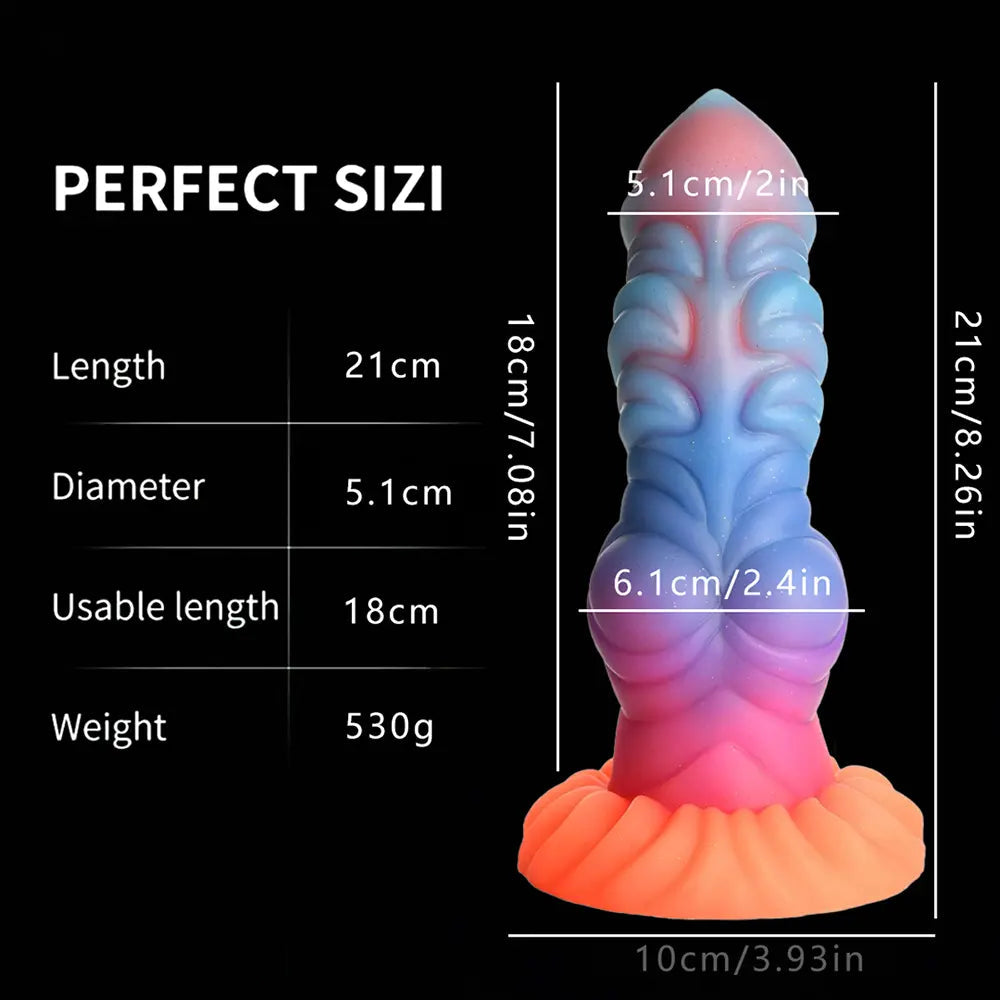 8.26in Creature Knot Silicone Fantasy Luminous Flexible Texture Dildo