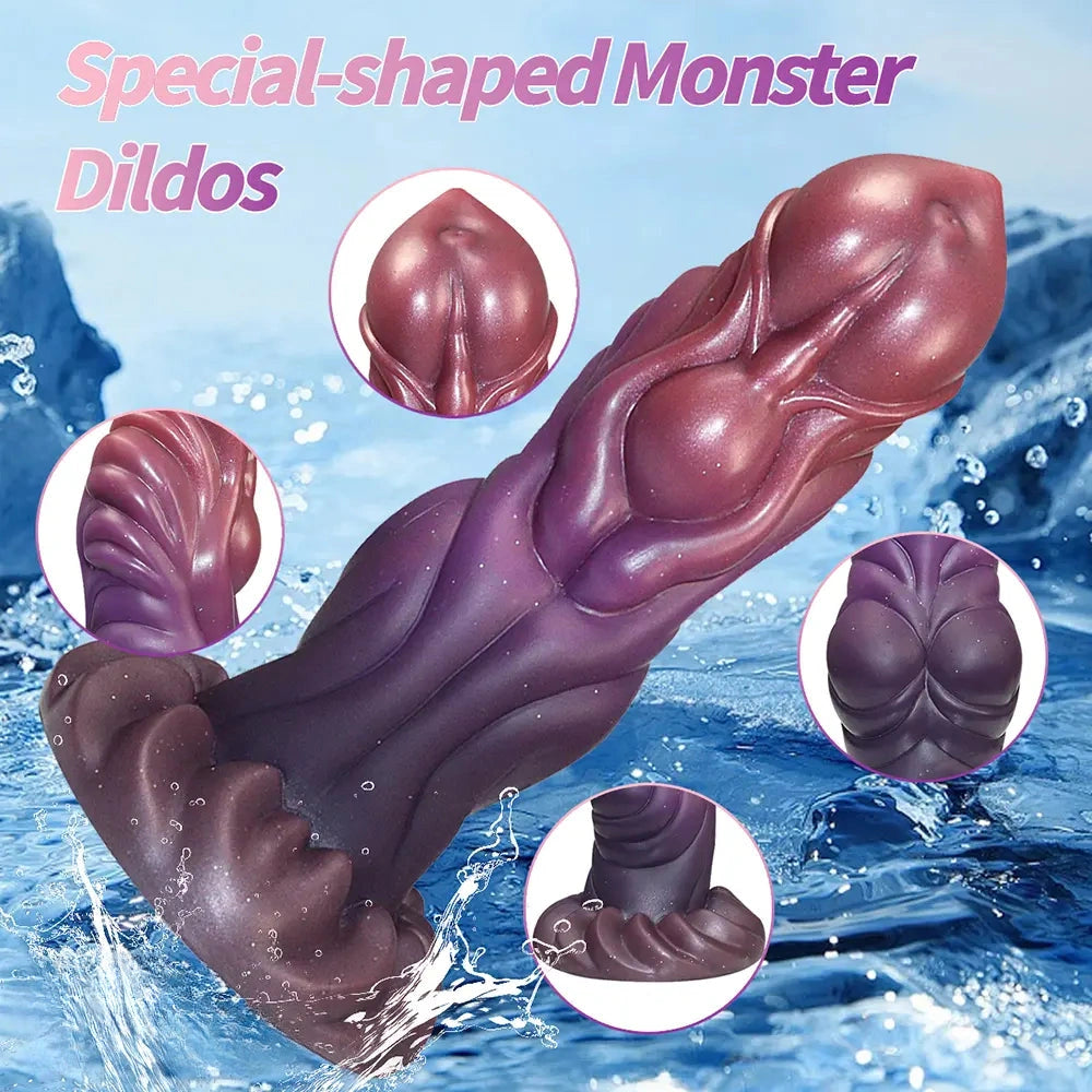 8.26in Creature Knot Silicone Fantasy Luminous Flexible Texture Dildo