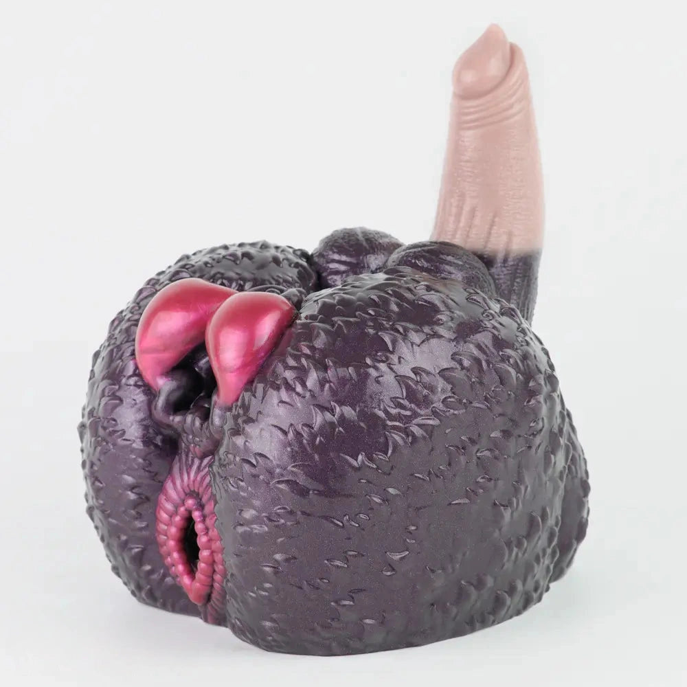 8.26in Dog Fantasy Silicone Dildo With Masturbator G-Spot Sensory Play