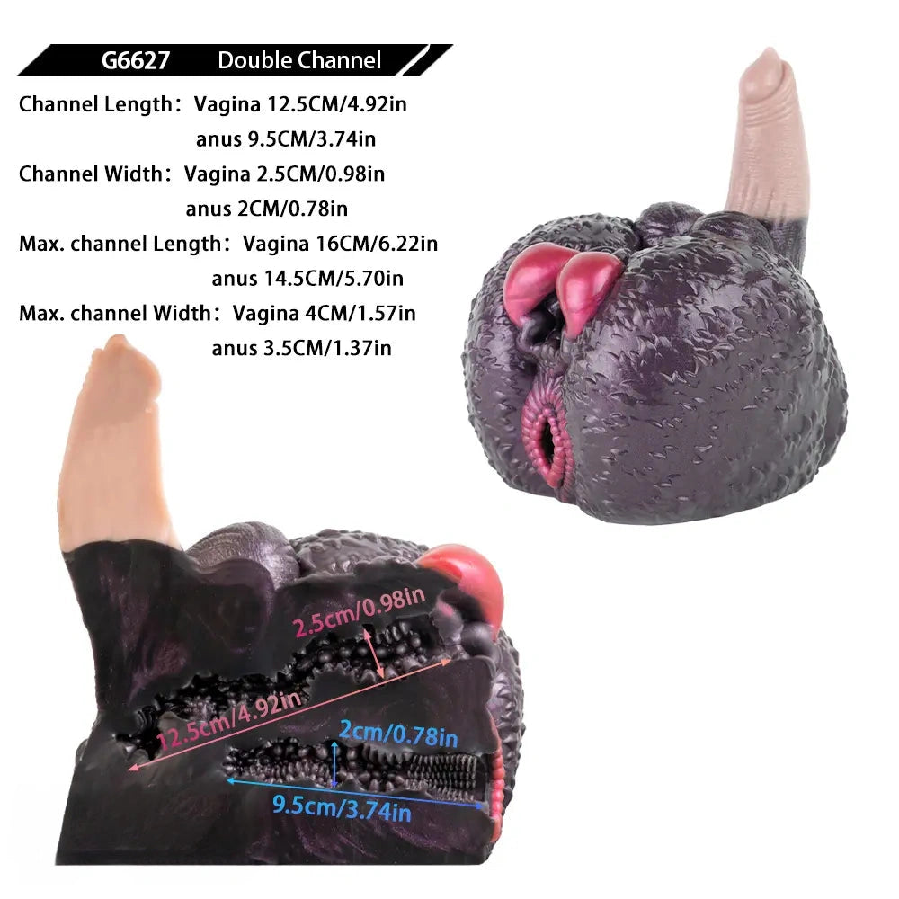 8.26in Dog Fantasy Silicone Dildo With Masturbator G-Spot Sensory Play