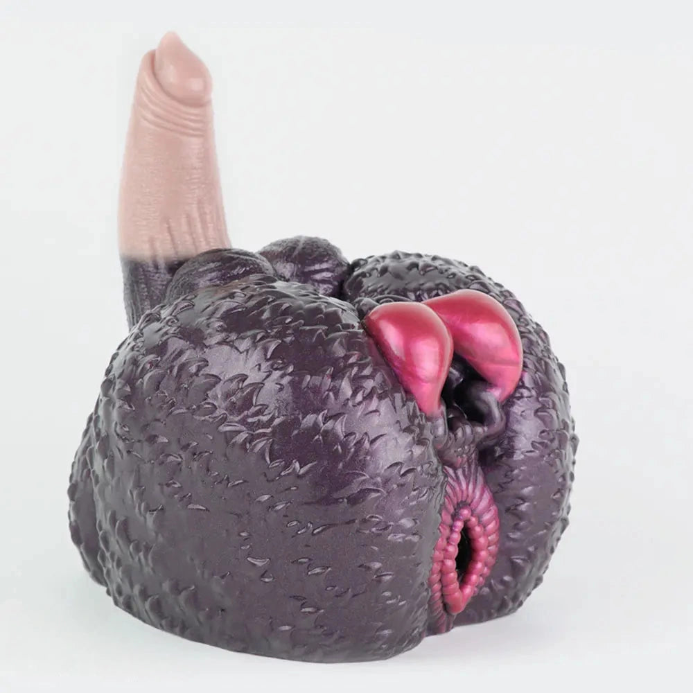 8.26in Dog Fantasy Silicone Dildo With Masturbator G-Spot Sensory Play