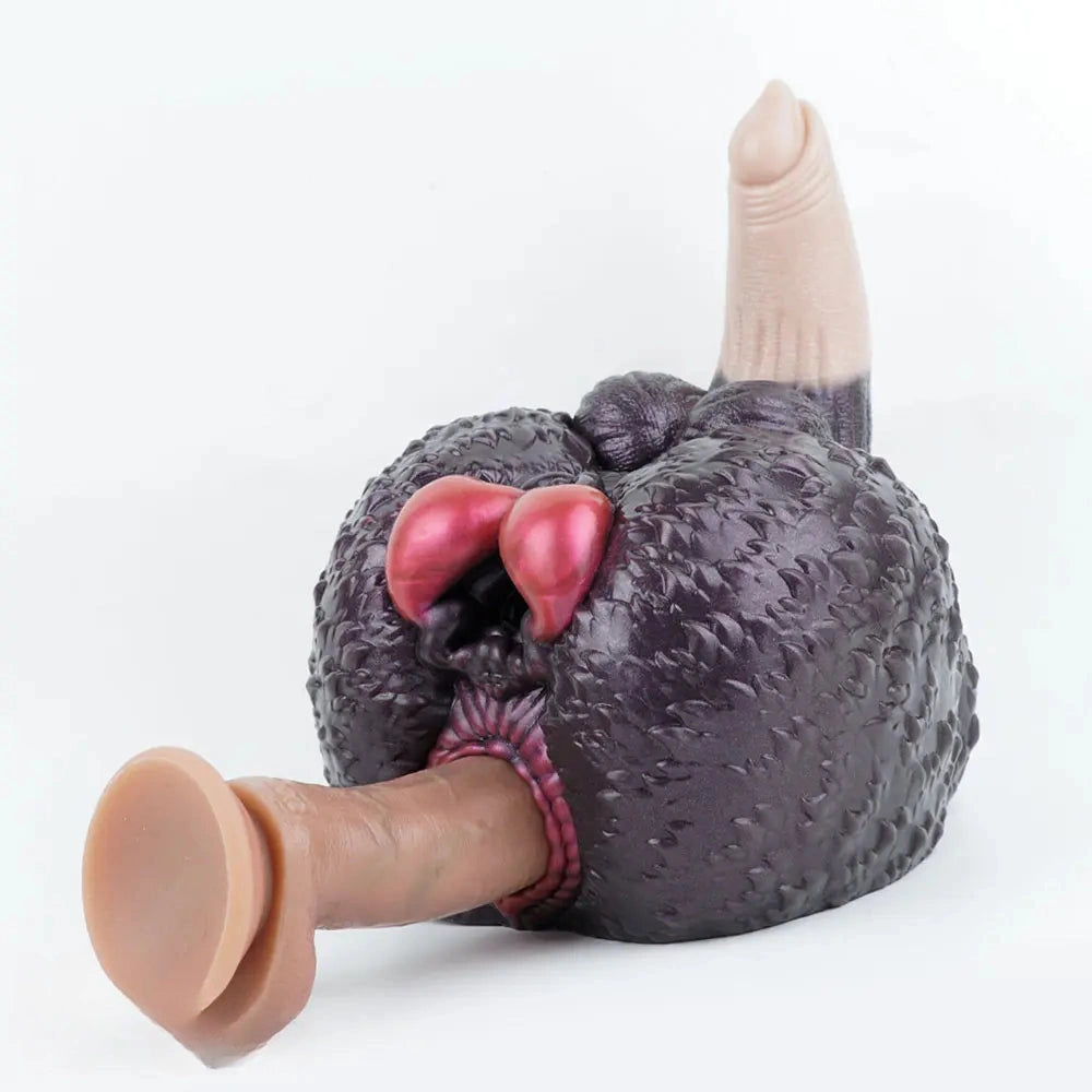 8.26in Dog Fantasy Silicone Dildo With Masturbator G-Spot Sensory Play