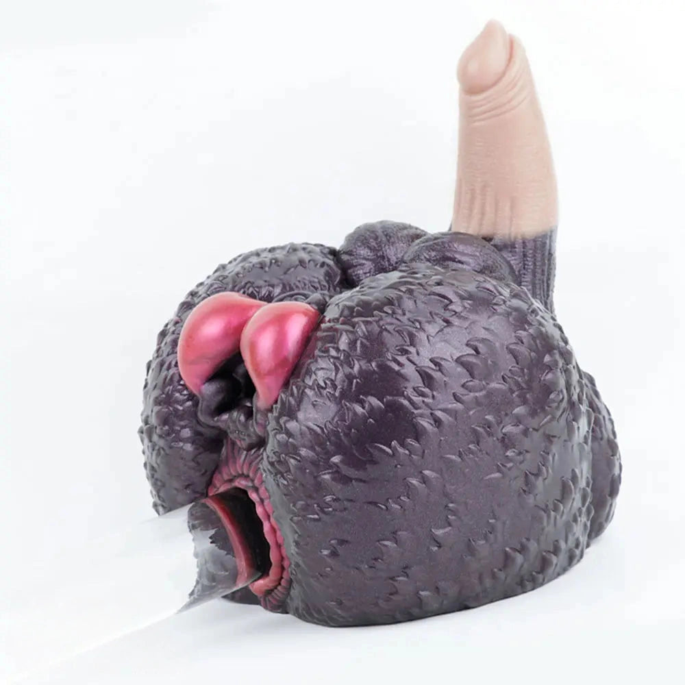 8.26in Dog Fantasy Silicone Dildo With Masturbator G-Spot Sensory Play