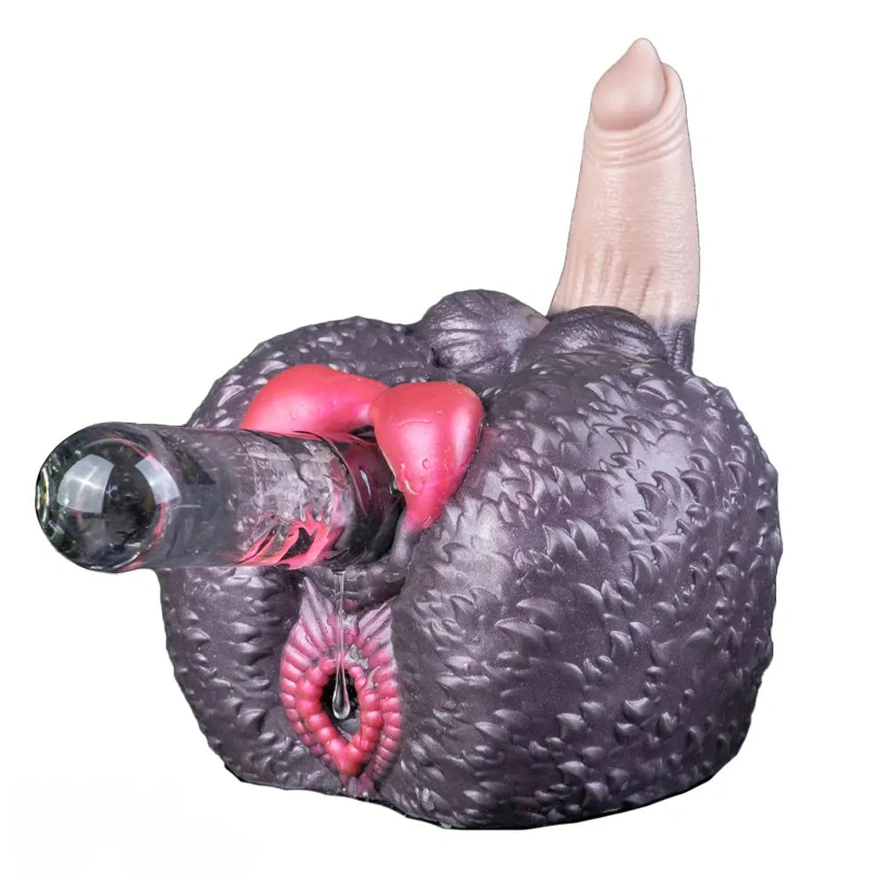8.26in Dog Fantasy Silicone Dildo With Masturbator G-Spot Sensory Play