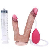 8.26in Double Density Silicone Soft Ejaculating Dual Ended Large Dildo