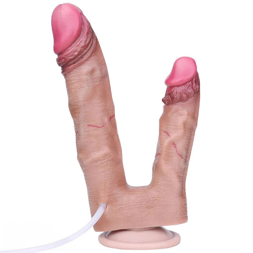 8.26in Double Density Silicone Soft Ejaculating Dual Ended Large Dildo
