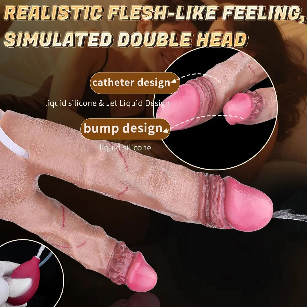 8.26in Double Density Silicone Soft Ejaculating Dual Ended Large Dildo