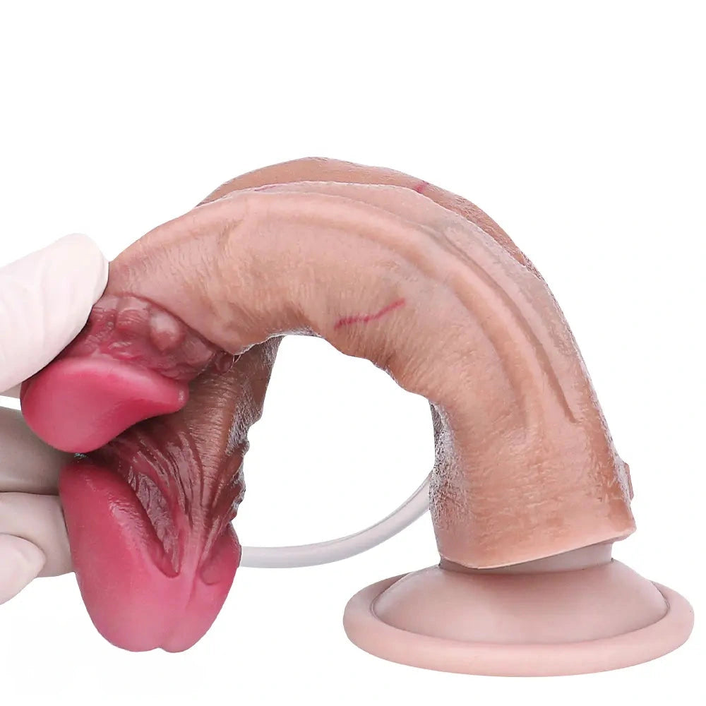 8.26in Double Density Silicone Soft Ejaculating Dual Ended Large Dildo