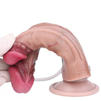 8.26in Double Density Silicone Soft Ejaculating Dual Ended Large Dildo