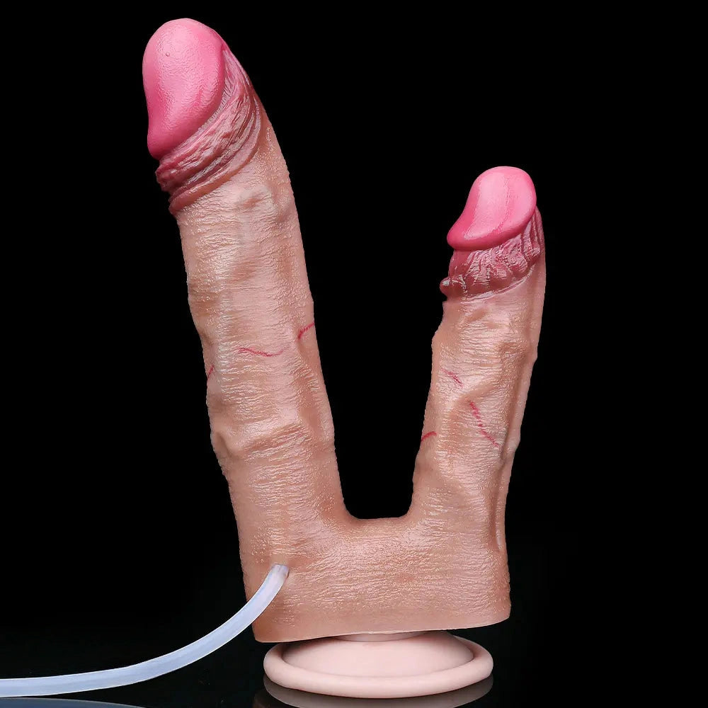 8.26in Double Density Silicone Soft Ejaculating Dual Ended Large Dildo