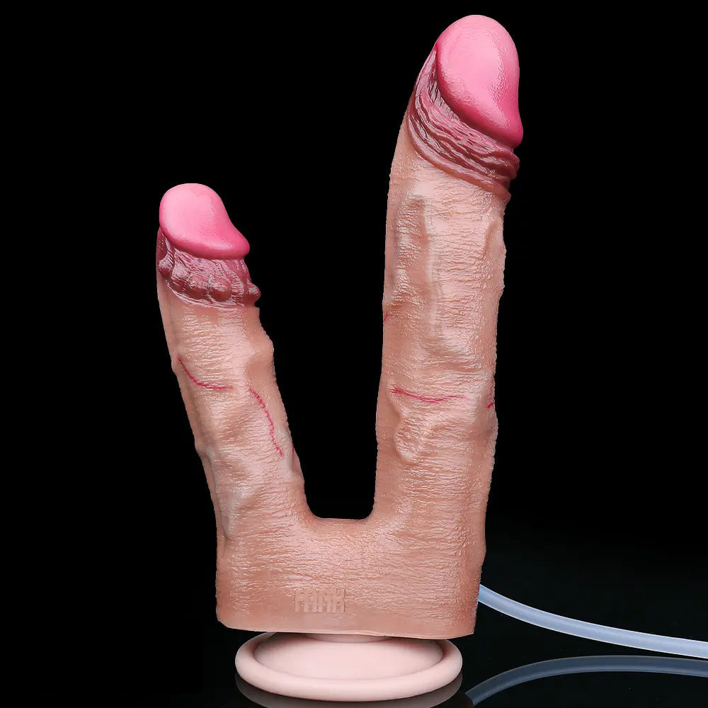 8.26in Double Density Silicone Soft Ejaculating Dual Ended Large Dildo