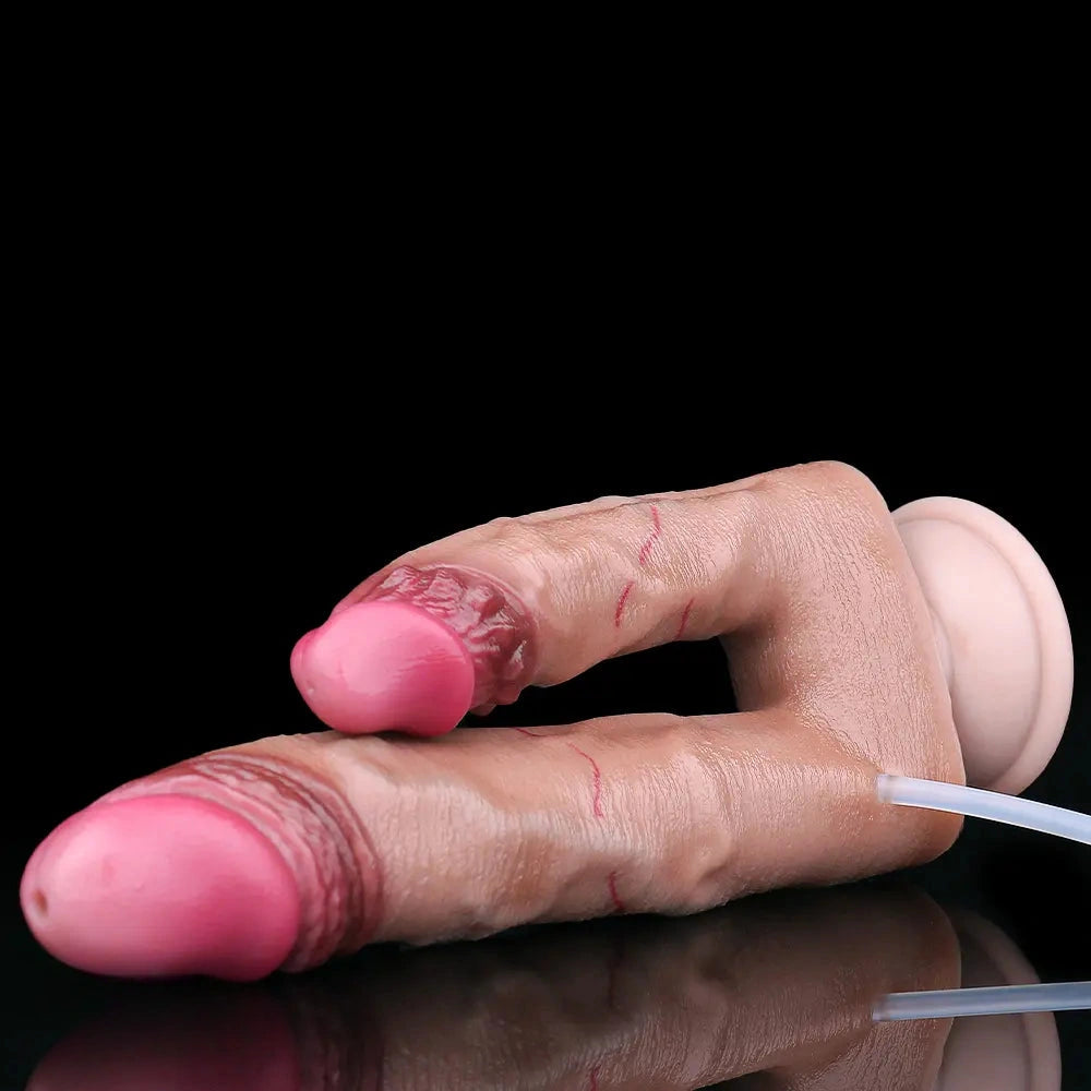 8.26in Double Density Silicone Soft Ejaculating Dual Ended Large Dildo