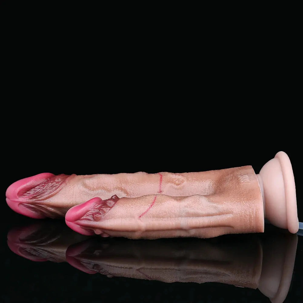 8.26in Double Density Silicone Soft Ejaculating Dual Ended Large Dildo