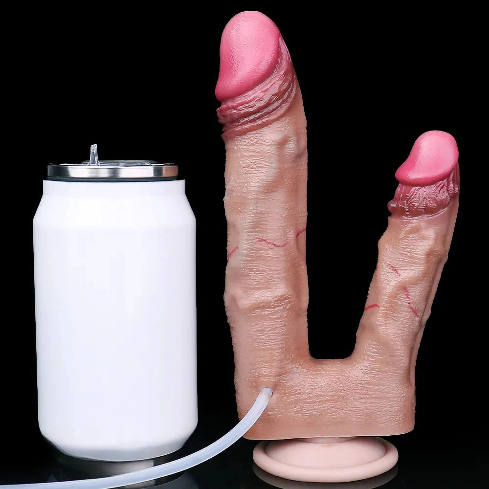 8.26in Double Density Silicone Soft Ejaculating Dual Ended Large Dildo