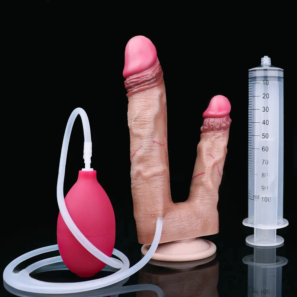 8.26in Double Density Silicone Soft Ejaculating Dual Ended Large Dildo