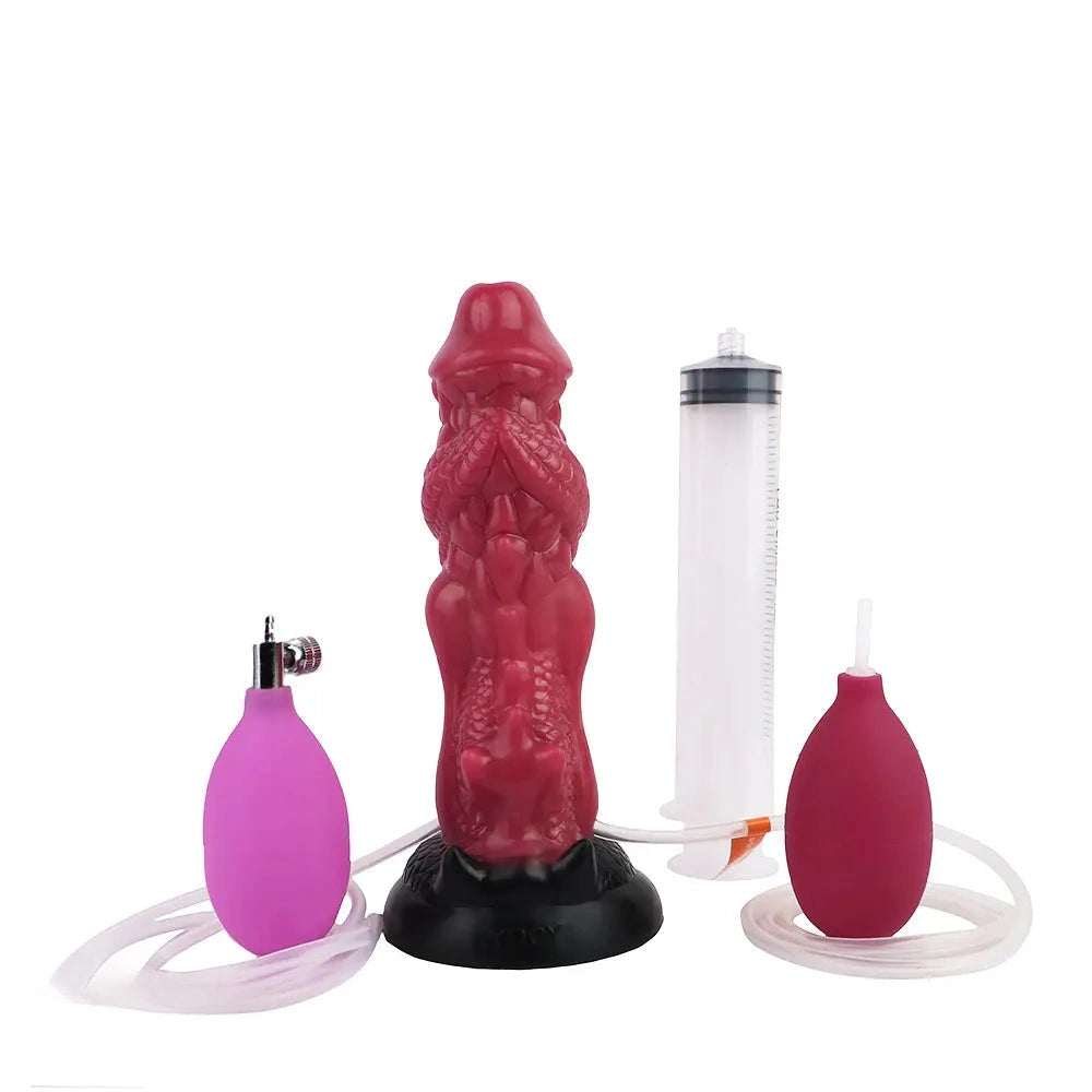8.26in Dragon Ejaculating Inflatable Silicone Soft Animal Creature Dildo
