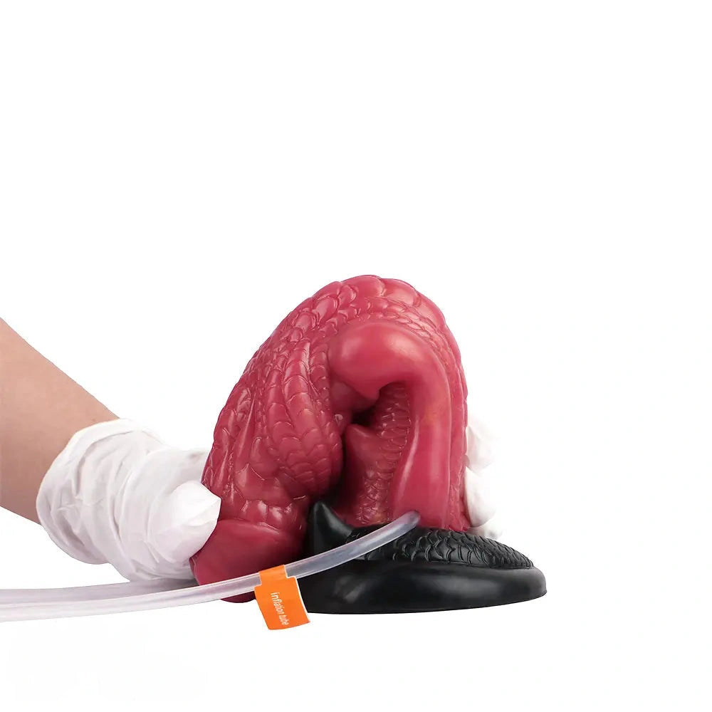8.26in Dragon Ejaculating Inflatable Silicone Soft Animal Creature Dildo