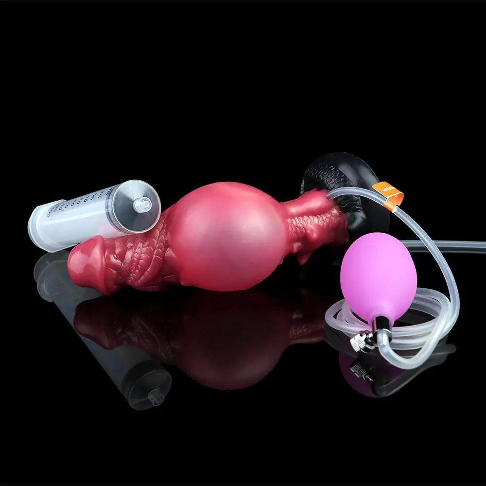8.26in Dragon Ejaculating Inflatable Silicone Soft Animal Creature Dildo