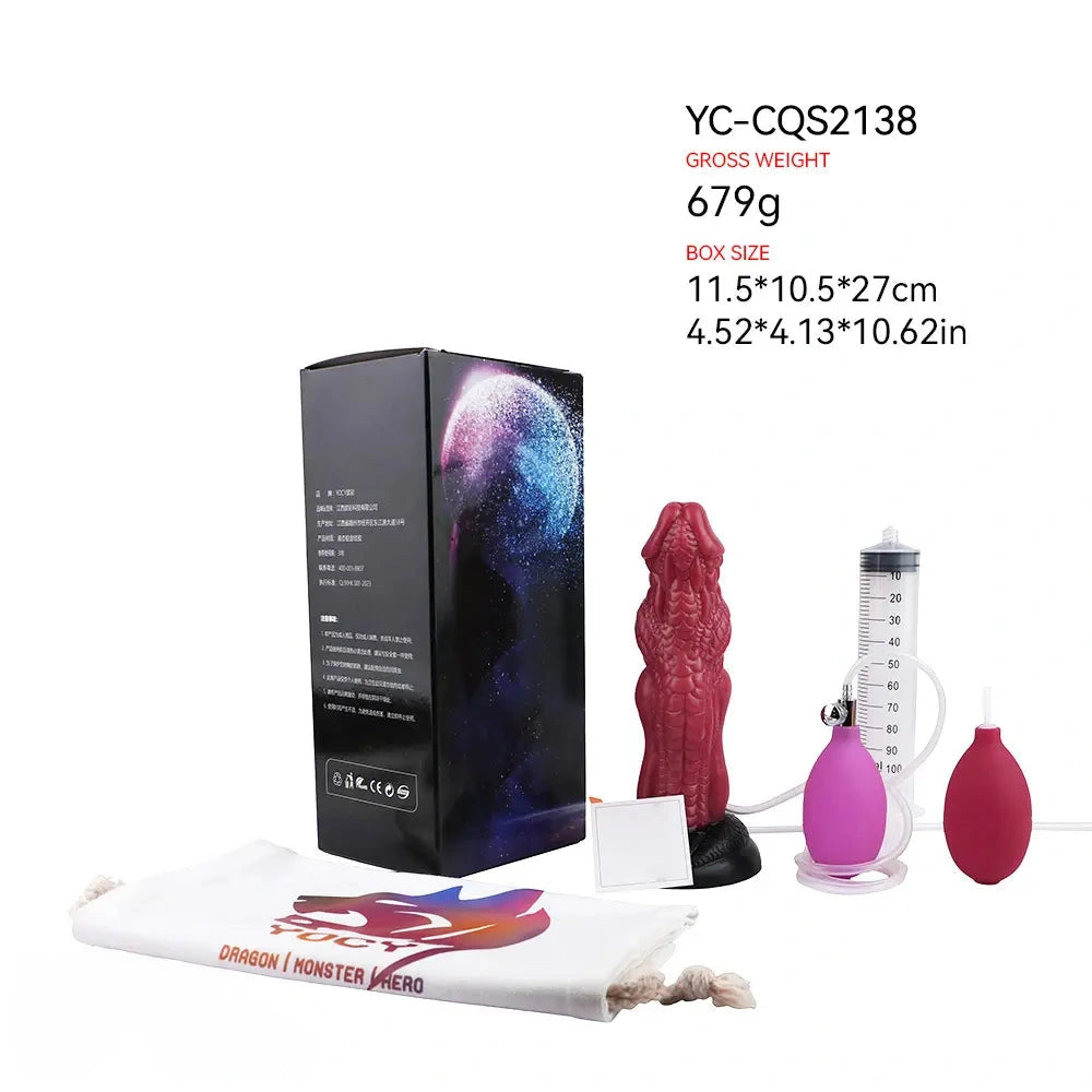8.26in Dragon Ejaculating Inflatable Silicone Soft Animal Creature Dildo