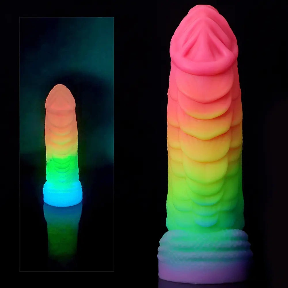 8.26in Fantasy Big Dragon Luminous Silicone Soft Women Men Dildo