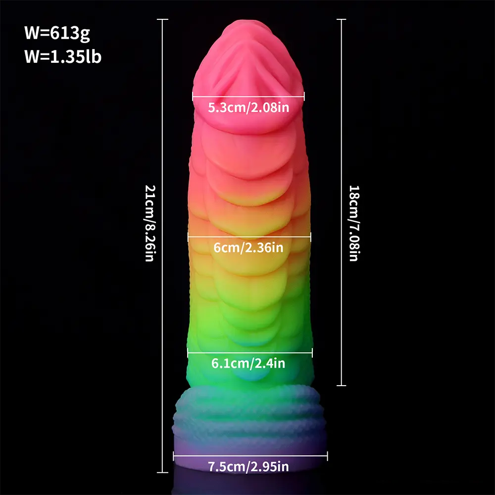 8.26in Fantasy Big Dragon Luminous Silicone Soft Women Men Dildo